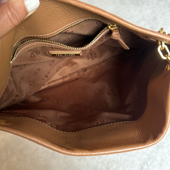 Tory Burch Pebbled Leather Shoulder/Crossbody Gold Chain Bag 12”X12” - Picture 7 of 9